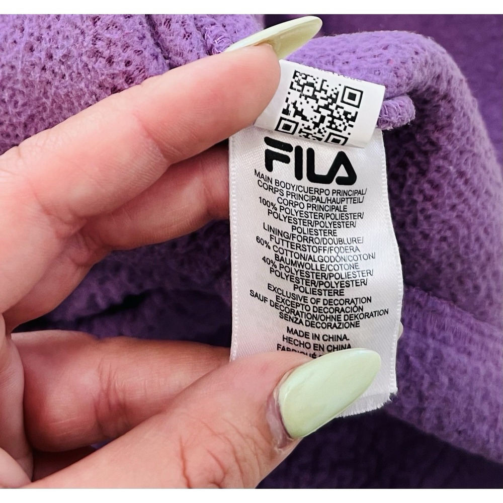 FILA Womens Sporty Athletic Purple Sherpa Hoodie Jacket Pullover Relaxed Fit "S" - Picture 4 of 6